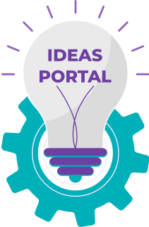 Ideas Portal text inside a light bulb